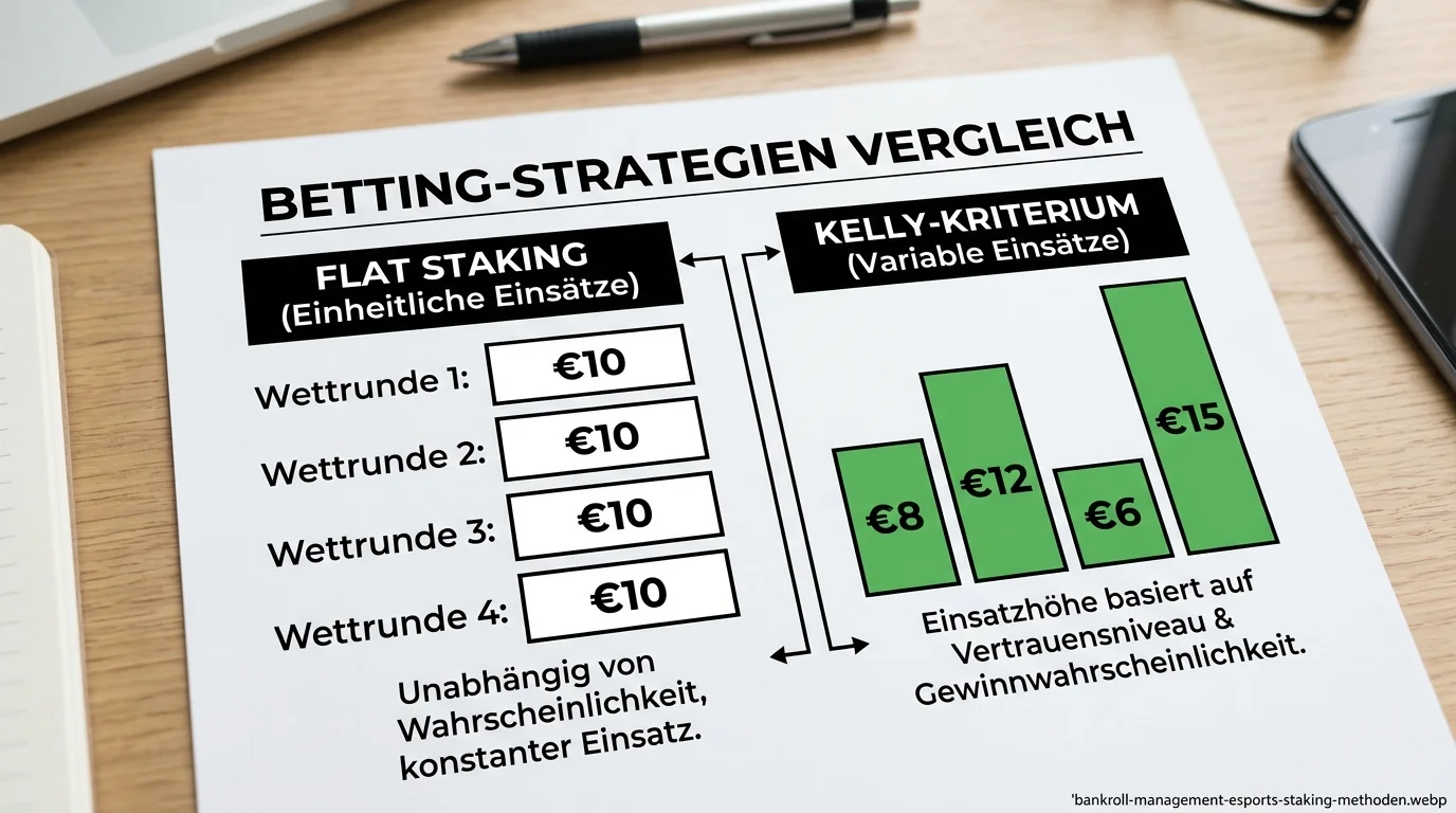 Flat Staking vs Kelly Criterion Esports – Welche Einsatzmethode passt zu Esport-Wettern erklärt