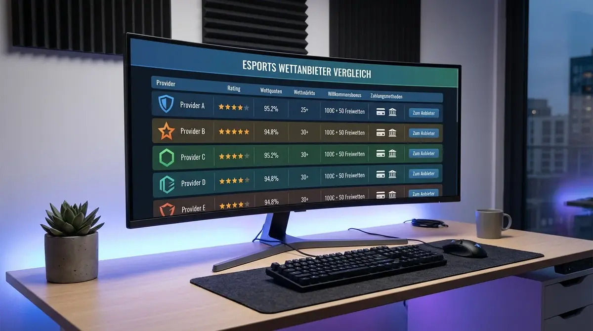 Die besten Esports Wettanbieter 2026 im Vergleich: Lizenz, Quoten und Marktbreite für deutsche Spieler