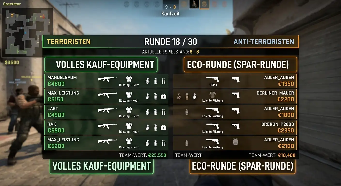 Economy-State CS2 Live-Wette – Full Buy gegen Eco-Runde als Entscheidungssignal für In-Play-Wetten
