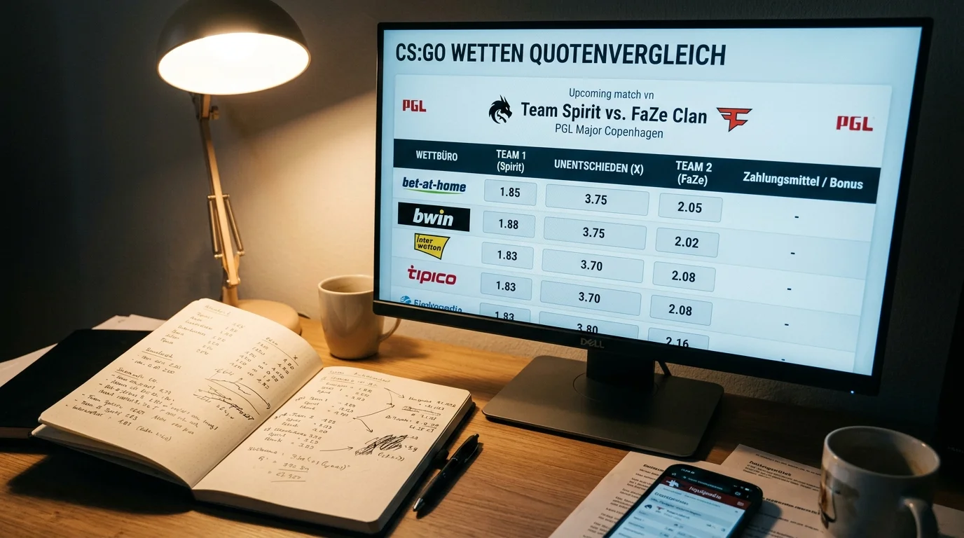 Quotenvergleich CS2 Buchmacher – Auszahlungsquoten und Margen bei verschiedenen Anbietern für Counter-Strike 2