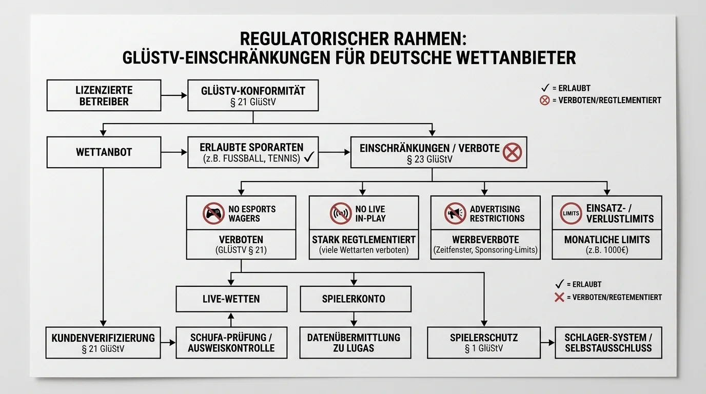 GlüStV Einschränkungen für Esport Live-Wetten Deutschland regulatorischer Rahmen 2026