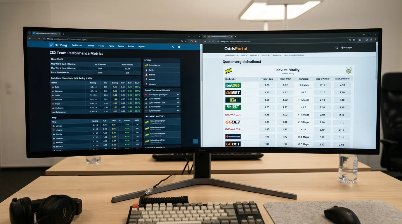Datenquellen Esports Quotenvergleich – HLTV, Dotabuff und einem Quotenvergleichsdienst für systematische Esport-Quotenanalyse