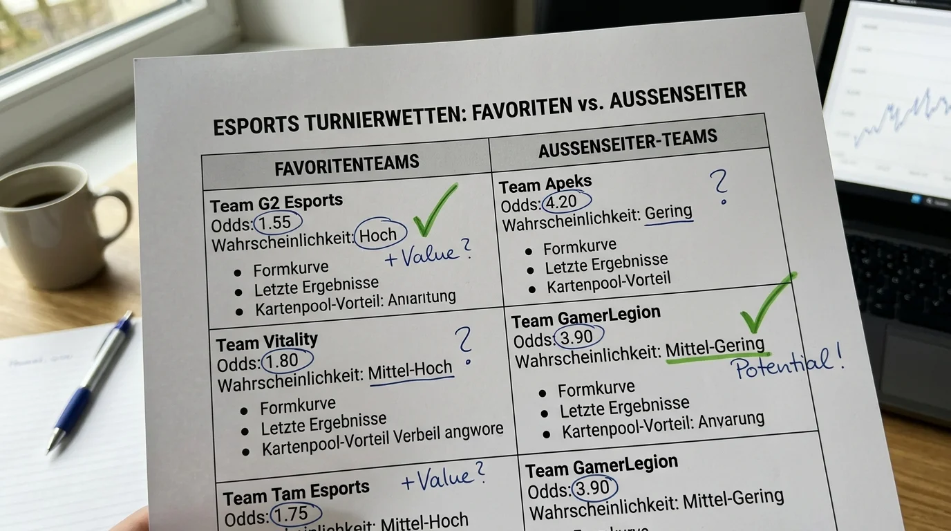 Favoriten versus Außenseiter bei Esports Turnierwetten – Wertfindung und implizite Wahrscheinlichkeiten im Vergleich