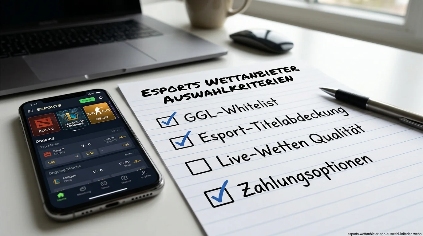 App-Auswahl Kriterien Esports Wetter – GGL-Whitelist, Marktbreite und Live-Wetten Qualität bei mobilen Esport-Apps