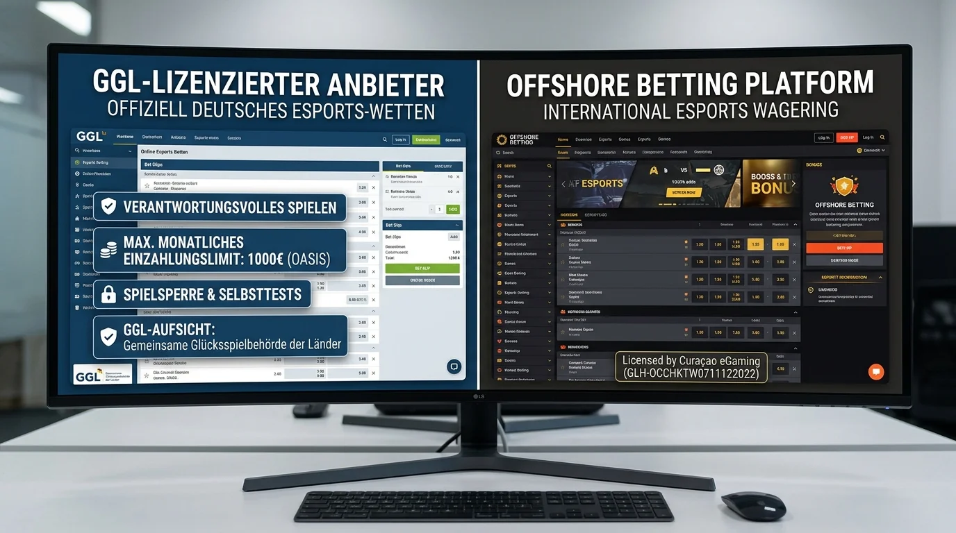 Esports Wetten GGL-Anbieter vs. Offshore-Buchmacher – vollständiger Vergleich für deutsche Wetter 2026