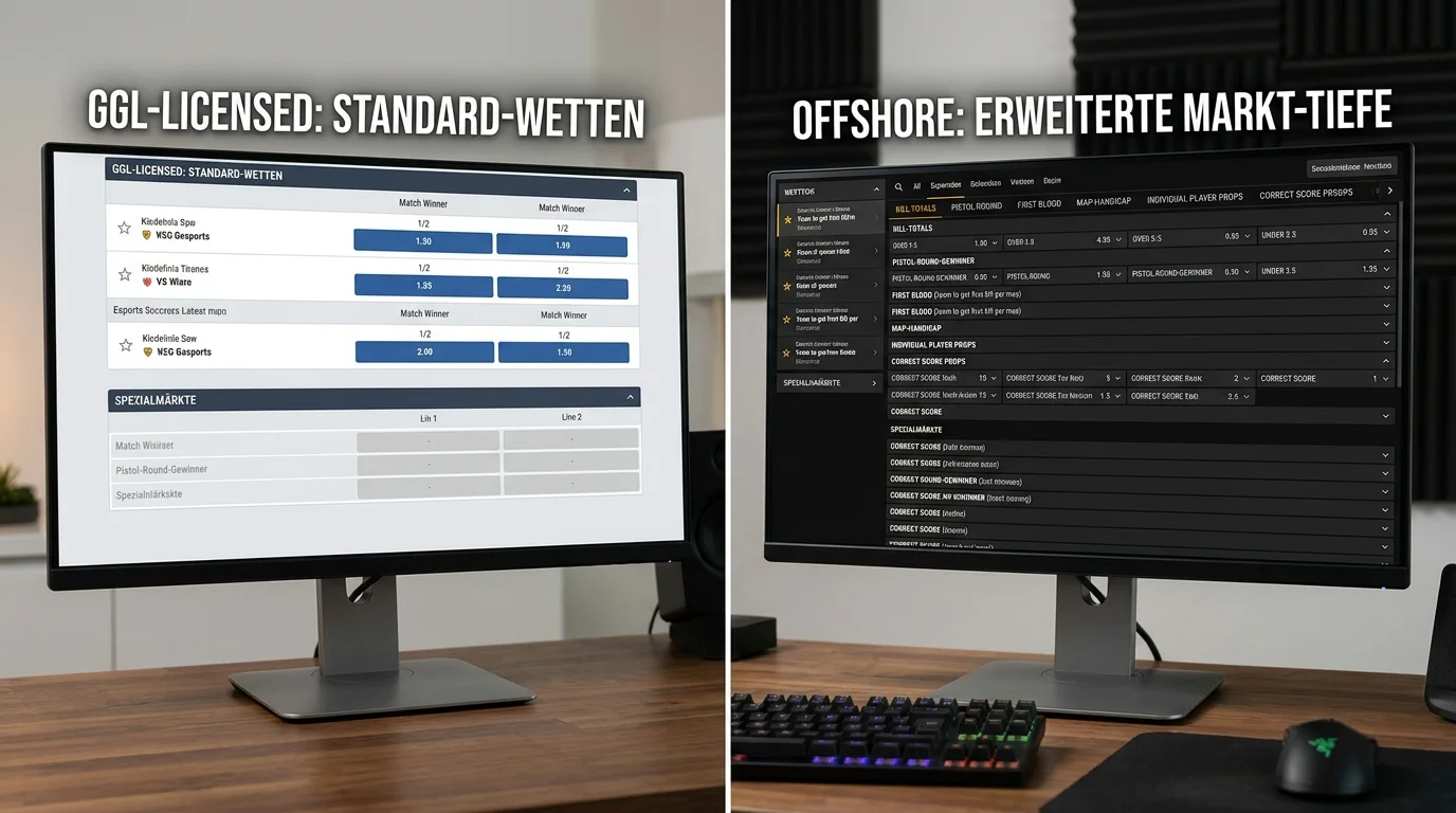 Markttiefe und Quoten im Vergleich GGL vs. Offshore – Esport-Spezialmärkte und Margendifferenz