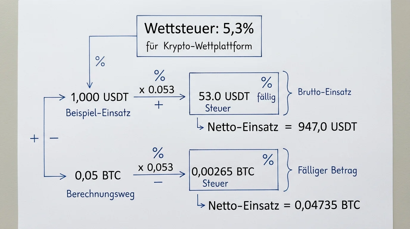 Sportwettensteuer 5,3 Prozent Berechnung auf Wetteinsatz bei Esports-Wetten Deutschland