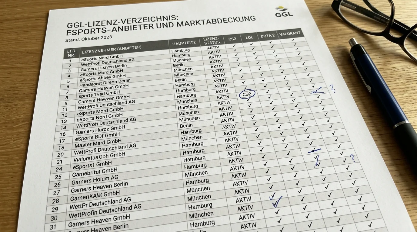 GGL-lizenzierte Esports-Wettanbieter in Deutschland – Marktabdeckung und reguliertes Angebot im Überblick