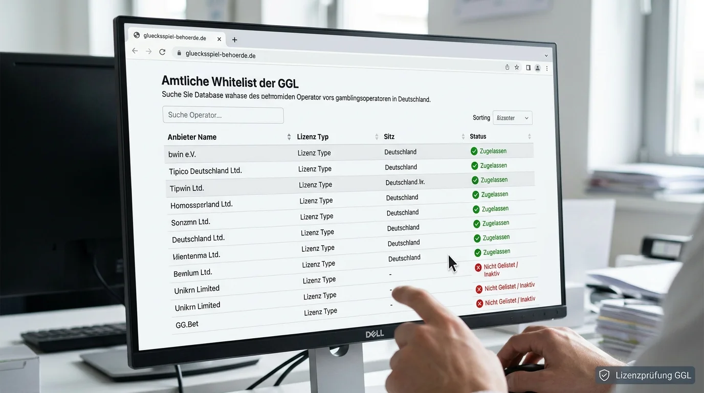 GGL-Whitelist prüfen – Schritt-für-Schritt-Überprüfung des Lizenzstatus eines Esports-Wettanbieters auf gluecksspiel-behoerde.de