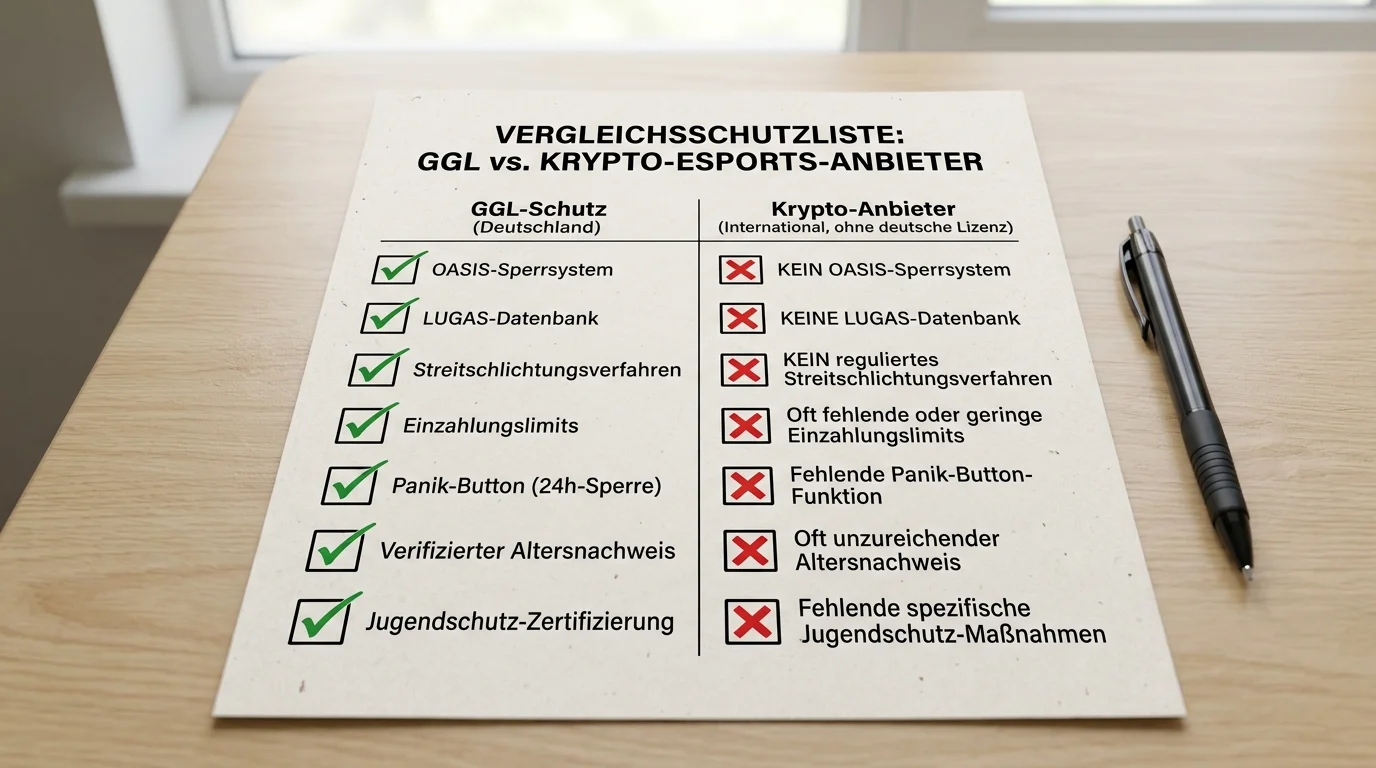 Fehlender Spielerschutz Krypto-Wettanbieter OASIS LUGAS fehlt Risiken für Esports-Wetter