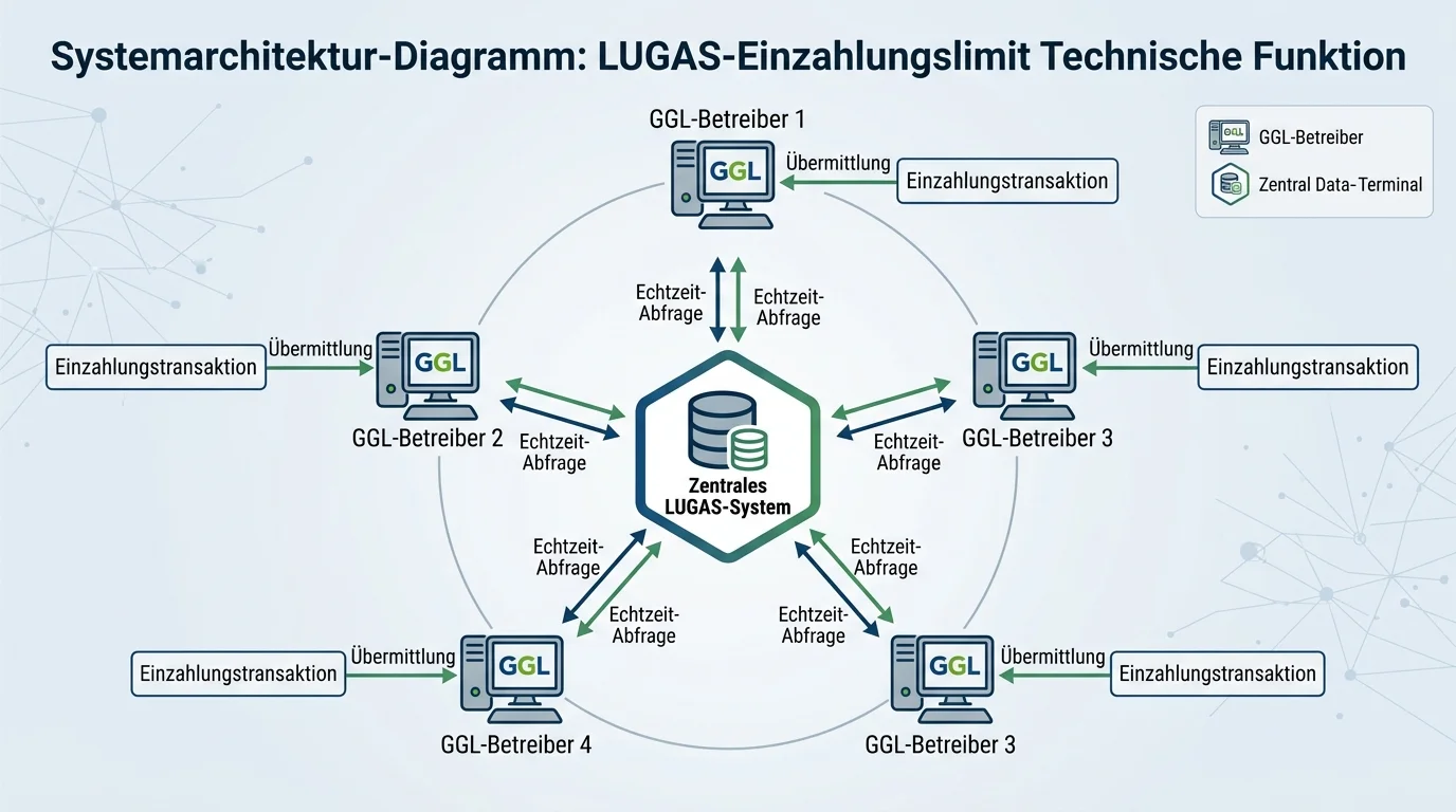 Technische Funktionsweise von LUGAS – Echtzeit-Datenbankabfrage bei jeder Einzahlung bei GGL-lizenzierten Anbietern