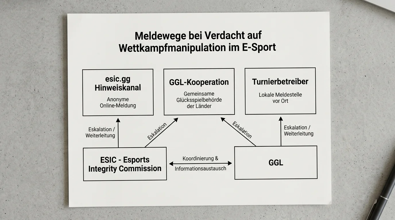 Meldewege Match-Fixing Esport ESIC Hinweiskanal GGL Kooperation für Wetter erklärt