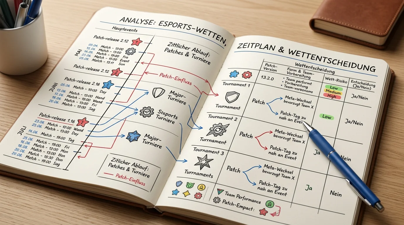 Patch-Zeitplan und Turnierkalender für Esports-Wettentscheidungen synchronisieren