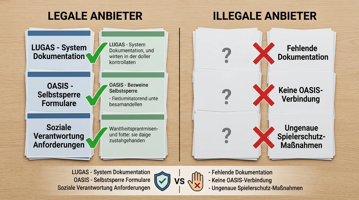Spielerschutz-Vergleich legale vs. illegale Esport-Buchmacher – LUGAS, OASIS und Einzahlungslimits